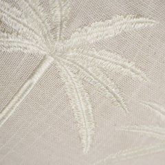 Ivory Palm Tree Embroidered Cotton Cushion Cover 45x45 cm | Tropical Decorative Throw Pillow Cover with Ruffle Edge