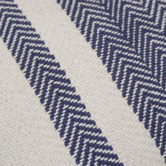 vHandwoven Cotton Cushion Cover 45x45 cm | Blue & Ivory Herringbone Striped Decorative Throw Pillow Cover | Modern Farmhouse Sofa Cushion | Hidden Zip | 100% Cotton