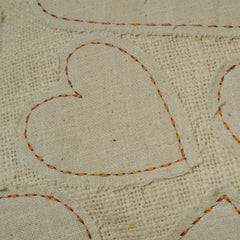 Handcrafted Cotton Heart Appliqué Cushion Cover 45x45 cm | Textured Handmade Decorative Throw Pillow Cover | Hidden Zip | Natural Ivory