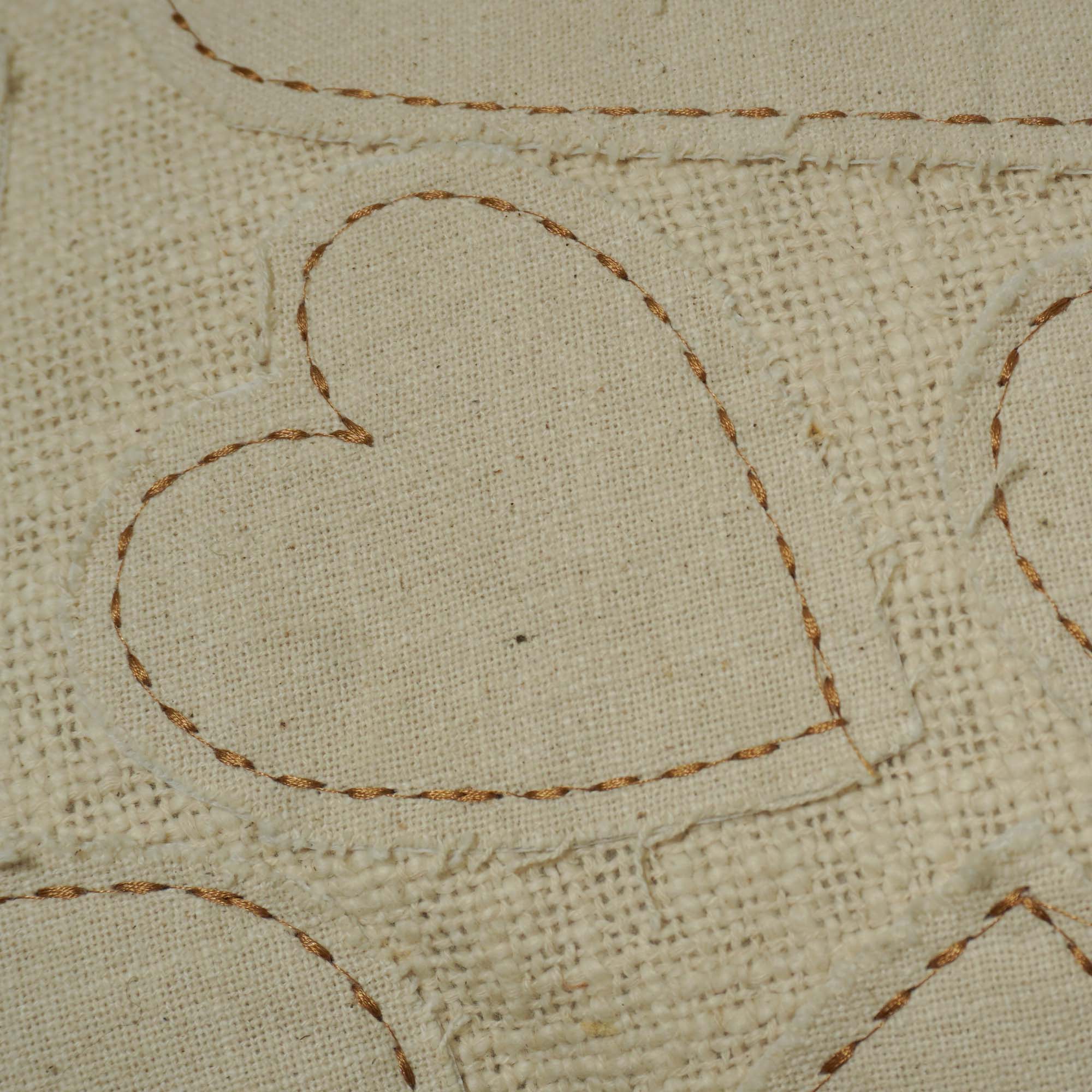 Handcrafted Cotton Heart Appliqué Cushion Cover 45x45 cm | Textured Handmade Decorative Throw Pillow Cover | Hidden Zip | Natural Ivory