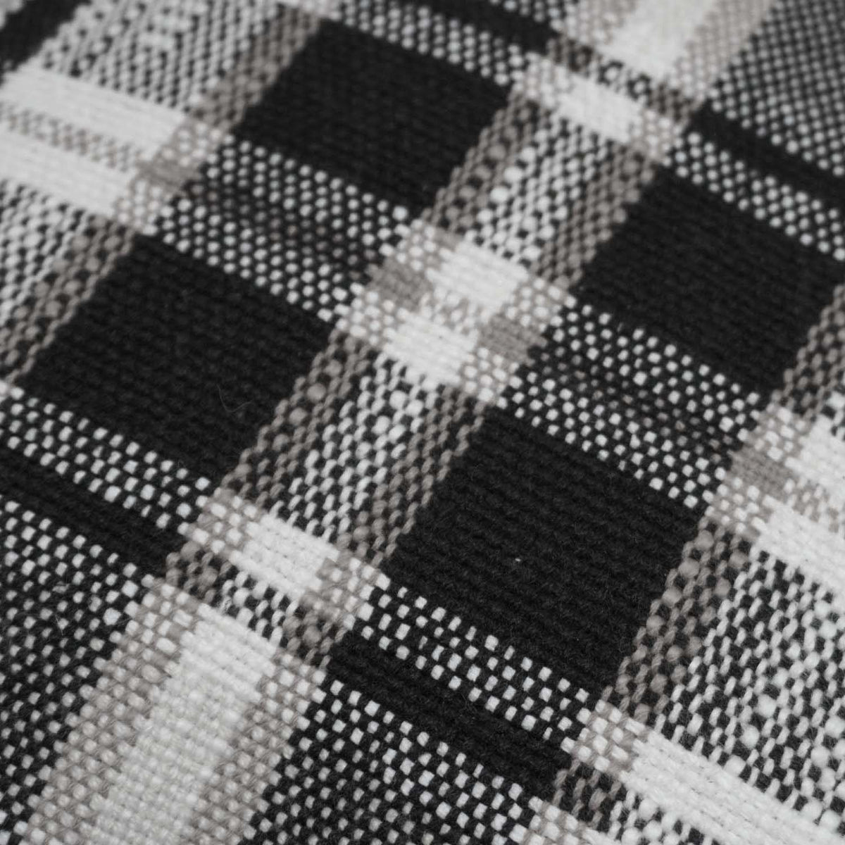 Handwoven Black & White Plaid Cushion Cover 45 x 45 cm | Checkered Woven Cushion Cover