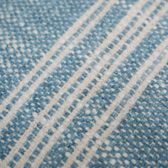 Handmade Woven Cotton Cushion Cover 45x45 cm | Blue with White Center Stripe | Farmhouse Decorative Throw Pillow Cover | Hidden Zipper | Sofa & Bed Cushion Cover