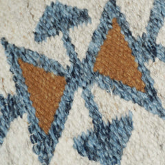 Handwoven Cotton Cushion Cover 45x45 cm | Tribal Geometric Woven Throw Pillow Cover | Boho Decorative Cushion Cover with Concealed Zip | Beige, Brown & Blue
