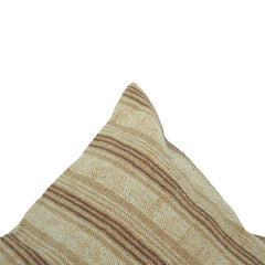 Handmade Striped Cotton Cushion Cover 45x45 cm | Neutral Woven Throw Pillow Cover | Beige Boho Decorative Cushion
