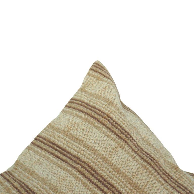 Handmade Striped Cotton Cushion Cover 45x45 cm | Neutral Woven Throw Pillow Cover | Beige Boho Decorative Cushion
