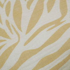 Printed Cotton Cushion Cover 45x45 cm – Beige & Ivory Abstract Leaf Design with Fringe