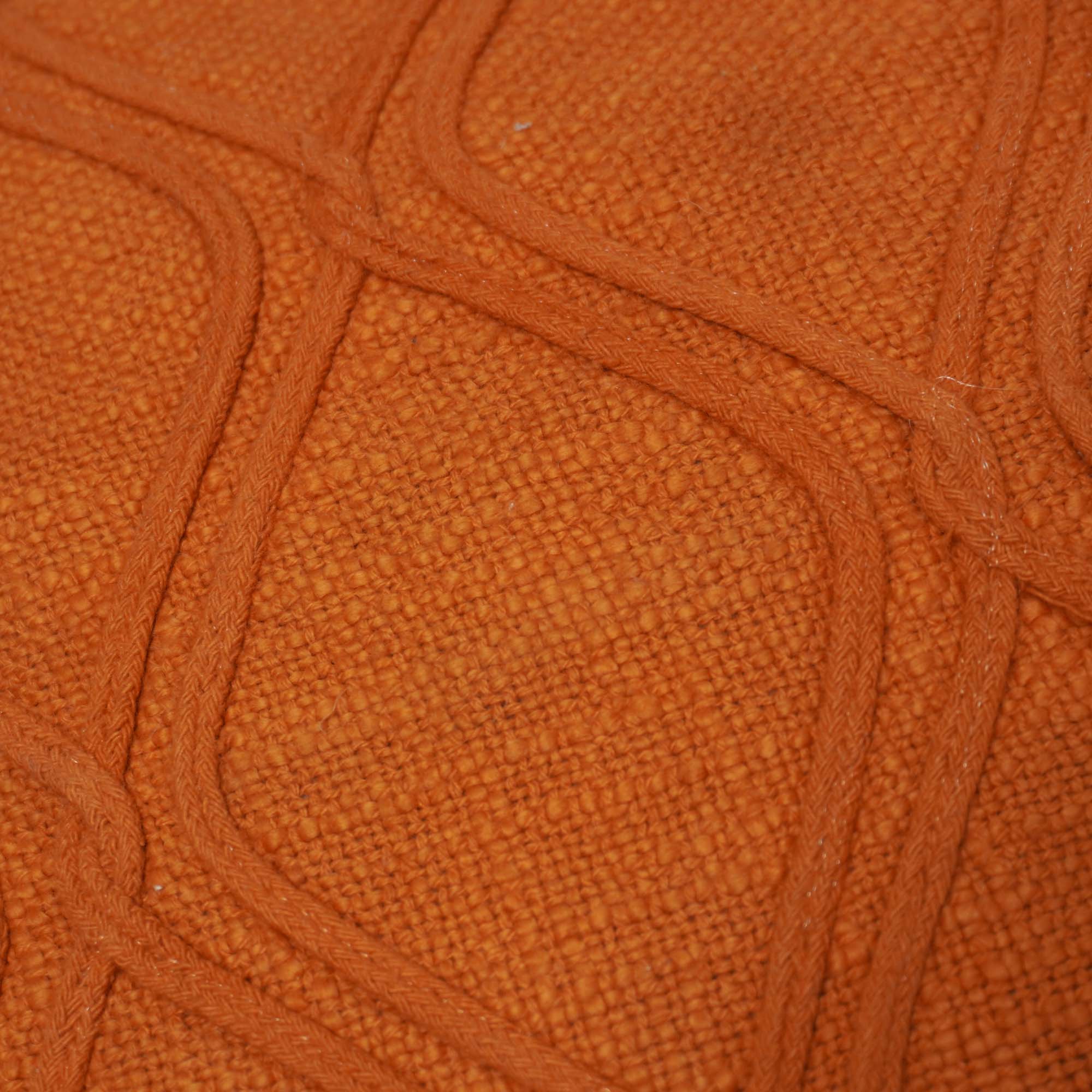 Rust Geometric Machine Embroidered Cotton Cushion Cover 45x45 cm | Textured Decorative Throw Pillow Cover with Concealed Zipper
