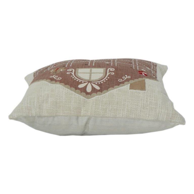 Christmas Gingerbread House Advent Calendar Cushion Cover – Embroidered Cotton Holiday Pillow Cover with Pockets (45x45 cm) - Bulk manufacturer & supplier from Panipat, India