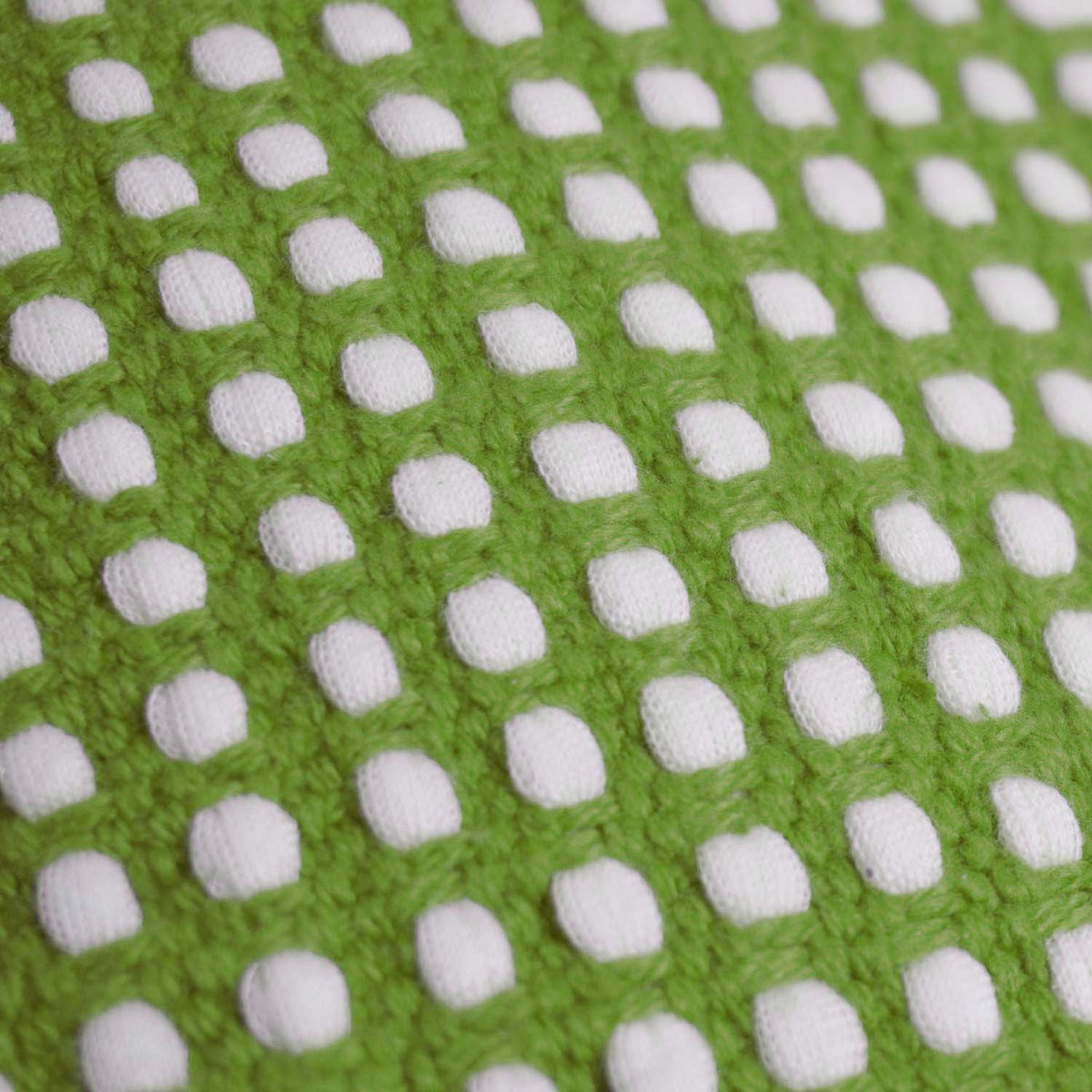 Handwoven Cotton Cushion Cover – Green & White Geometric Dot Pattern, 45 x 45 cm