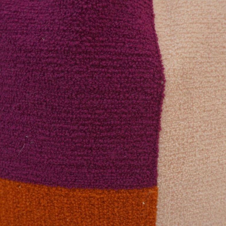 Abstract Embroidered Cotton Cushion Cover 45x45 cm | Modern Textured Decorative Pillow Cover in Plum, Blush & Rust