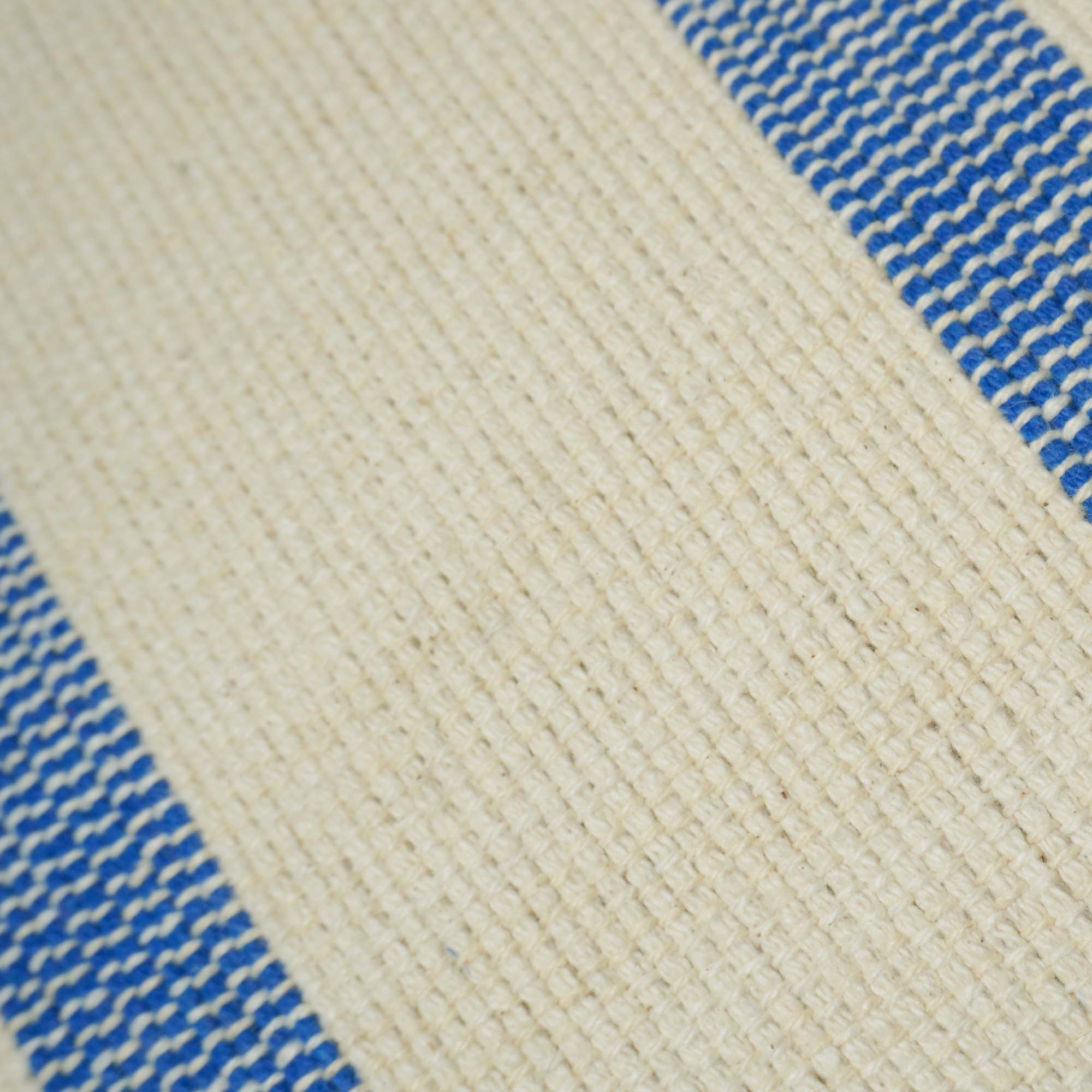 Handwoven Cotton Striped Cushion Cover 45x45 cm | Blue & Ivory Woven Throw Pillow Cover | Modern Farmhouse & Coastal Décor | Hidden Zip | 100% Cotton