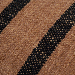 Handwoven Cotton Cushion Cover 40 x 60 cm | Brown with Black Striped Design | Rustic Decorative Lumbar Pillow Cover | Hidden Zip | Sofa & Bed Cushion Cover