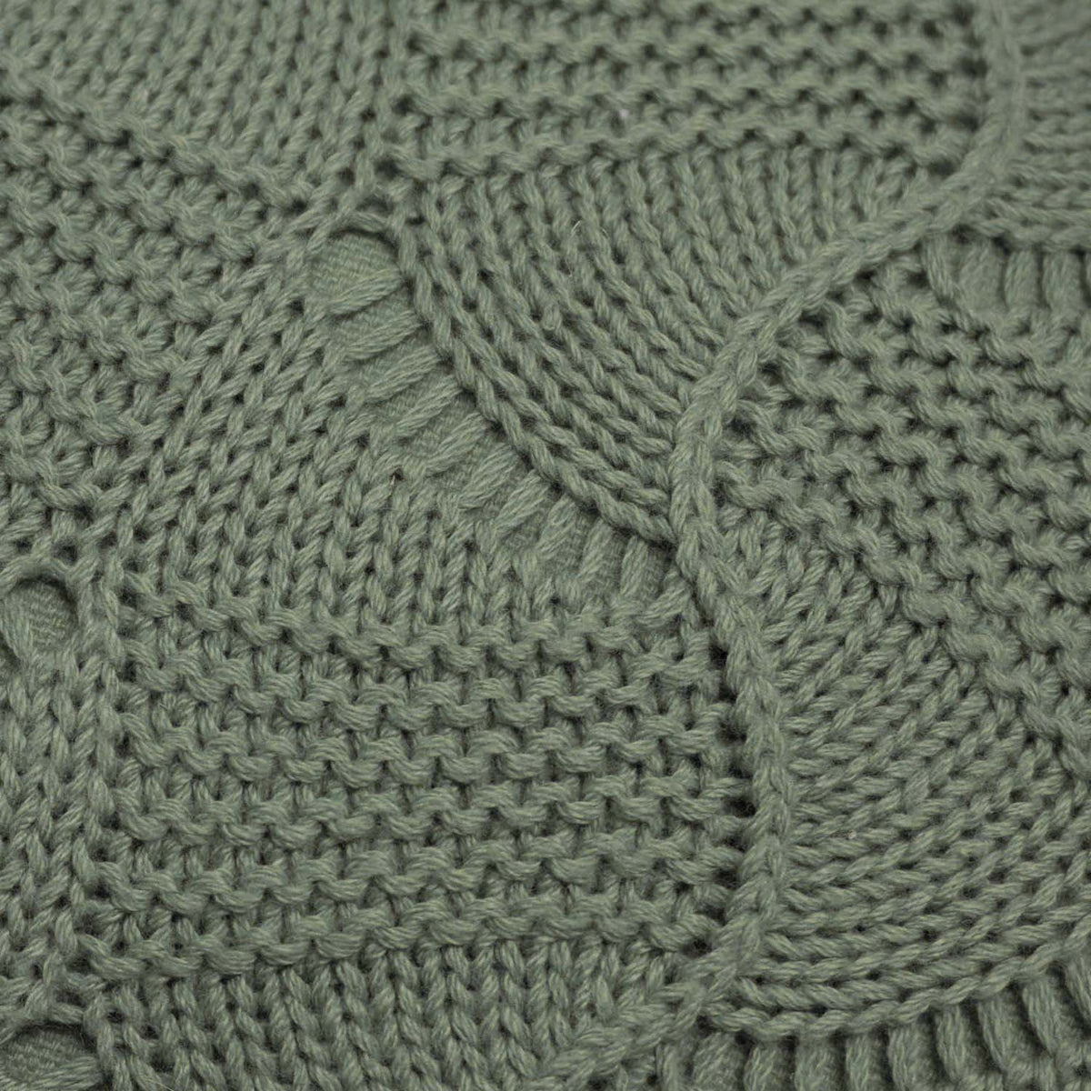 Knitted Olive Green Leaf Pattern Cushion Cover | Textured Decorative Cushion Cover 45 x 45 cm