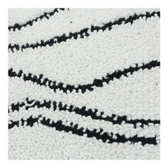 Black Wave Embroidered Cotton Cushion Cover | Textured Modern Abstract Design | 18x18 Inch