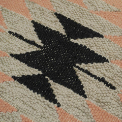 Peach black and beige tribal geometric handwoven cotton cushion cover 45x45 cm