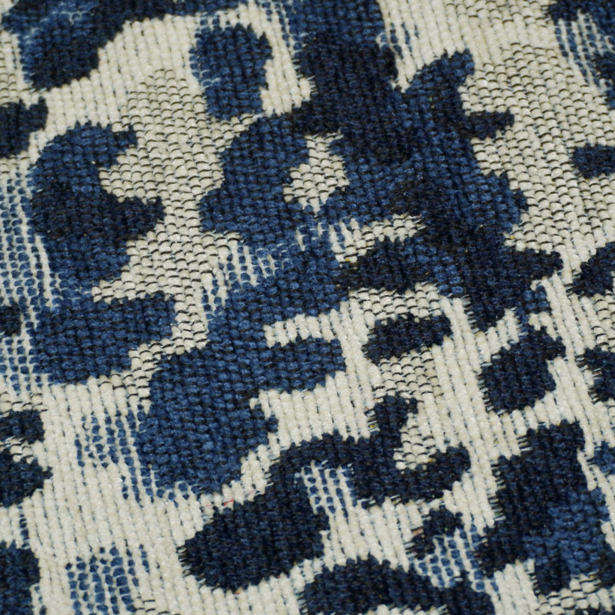 Handwoven Jacquard Cushion Cover – Abstract Navy Blue & Ivory Pattern | 45 x 45 cm