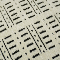 Black and ivory geometric jacquard cotton cushion cover 45x45 cm