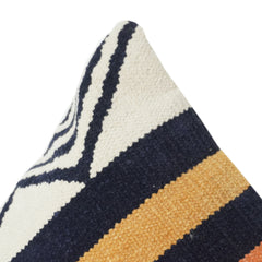 Textured Cotton Cushion Cover – Modern Striped Design in Rust, Mustard & Black | 18x18 Inch Decorative Pillow Cover