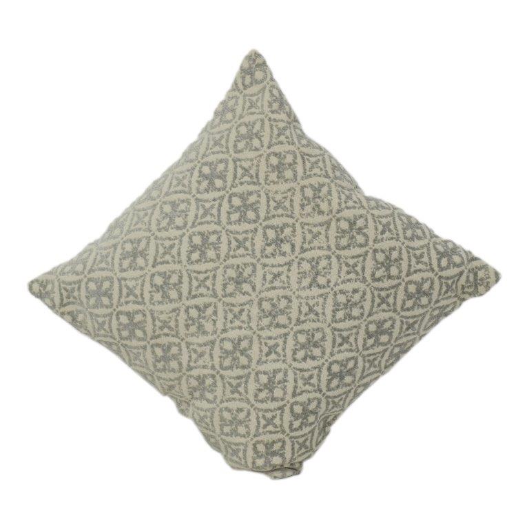 Housse de coussin décorative en coton brodé géométrique | Motif neutre beige et gris | 45x45 cm - Bulk manufacturer & supplier from Panipat, India