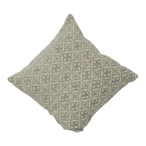 Geometrischer bestickter Kissenbezug aus Baumwolle | Neutrales Beige-Graues Muster | 45x45 cm Dekokissenhülle