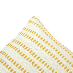 Handwoven Yellow Striped Cotton Cushion Cover | Handmade Textured Throw Pillow Cover | 45x45 cm