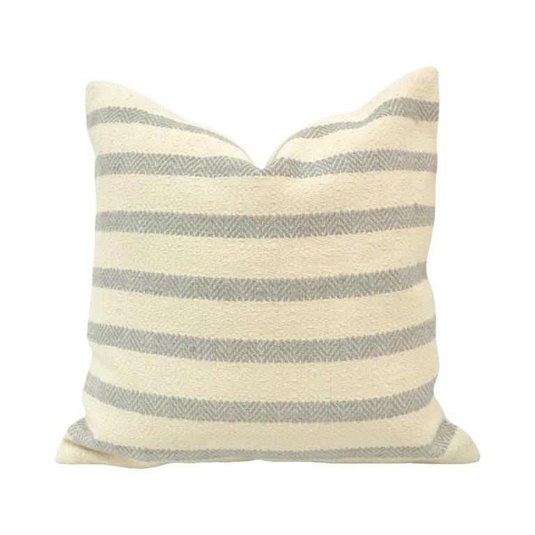 Handmade Neutral Striped Cotton Cushion Cover | Beige & Grey Woven Pillow Cover 45x45 cm - Bulk manufacturer & supplier from Panipat, India