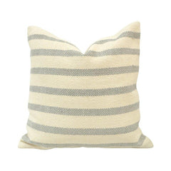 Handmade Neutral Striped Cotton Cushion Cover | Beige & Grey Woven Pillow Cover 45x45 cm