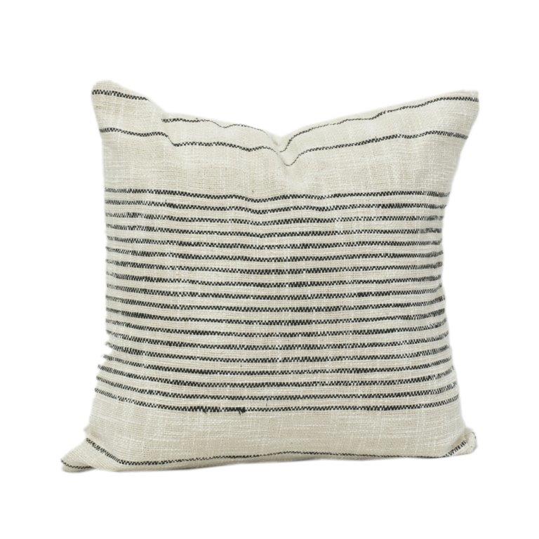 Housse de coussin rayée en coton minimaliste | Housse d'oreiller tissée neutre 45x45 cm avec fermeture éclair dissimulée - Bulk manufacturer & supplier from Panipat, India