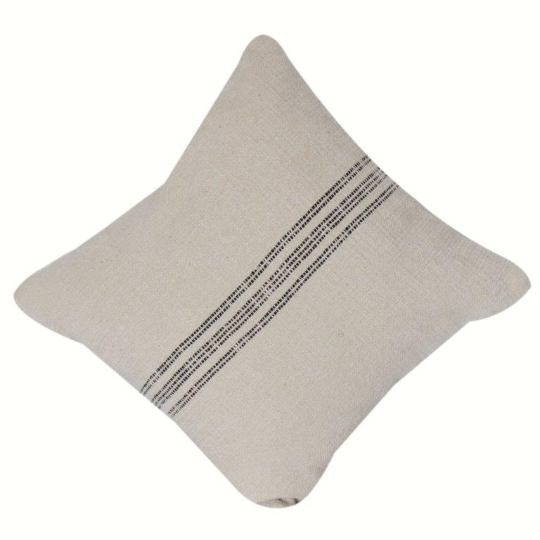 Minimalist Striped Cotton Cushion Cover | Handwoven Texture | Neutral Beige Pillow Cover 18x18 Inch