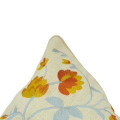 Sunflower Bloom Embroidered Cotton Cushion Cover – Floral Threadwork Decorative Pillow Cover 45x45 cm