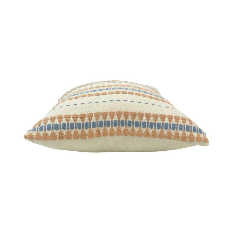 Handmade Striped Cotton Cushion Cover 45x45 cm | Woven Boho Throw Pillow Cover with Hidden Zipper - Bulk manufacturer & supplier from Panipat, India
