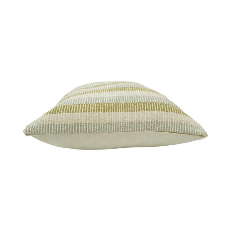 Handwoven Striped Cotton Cushion Cover | Sage Green & Ivory | 45x45 cm Decorative Pillow Cover - Bulk manufacturer & supplier from Panipat, India
