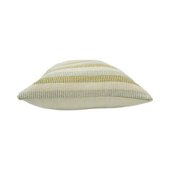 Handwoven Striped Cotton Cushion Cover | Sage Green & Ivory | 45x45 cm Decorative Pillow Cover