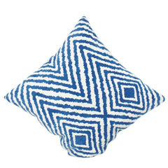 Blue & White Geometric Jacquard Cushion Cover – 45x45 cm | Textured Woven Throw Pillow Case with Concealed Zip