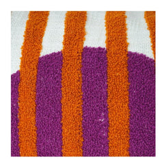 Abstract Striped Cotton Embroidered Cushion Cover with Geometric Circle Design – 45x45 cm