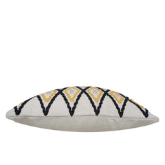 Handwoven Cotton Cushion Cover 45x45 cm | Geometric Diamond Tufted Design | Decorative Throw Pillow Cover with Hidden Zipper | Modern Boho Home Décor | Ivory, Mustard & Black