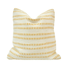 Handwoven Yellow Striped Cotton Cushion Cover | Handmade Textured Throw Pillow Cover | 45x45 cm