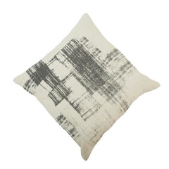 Abstract Brushstroke Printed Cotton Cushion Cover – Black & Ivory | 45 x 45 cm