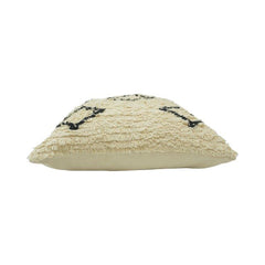 Tufted Geometric Cotton Cushion Cover – Cream & Black Textured Boho Pillow Cover 45x45 cm