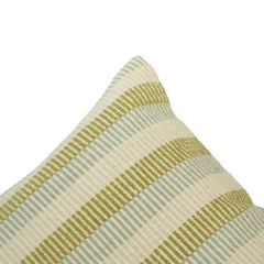 Handwoven Striped Cotton Cushion Cover | Sage Green & Ivory | 45x45 cm Decorative Pillow Cover