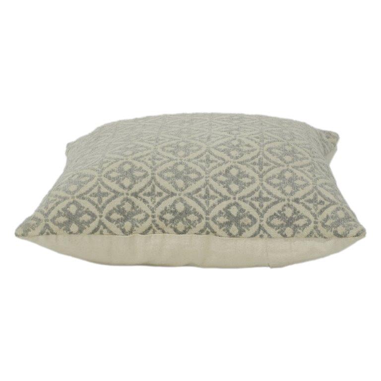 Housse de coussin décorative en coton brodé géométrique | Motif neutre beige et gris | 45x45 cm - Bulk manufacturer & supplier from Panipat, India