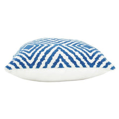 Blue & White Geometric Jacquard Cushion Cover – 45x45 cm | Textured Woven Throw Pillow Case with Concealed Zip