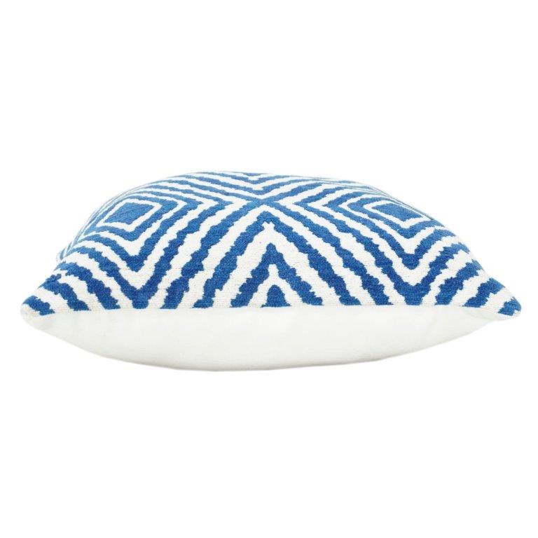 Blue & White Geometric Jacquard Cushion Cover – 45x45 cm | Textured Woven Throw Pillow Case with Concealed Zip
