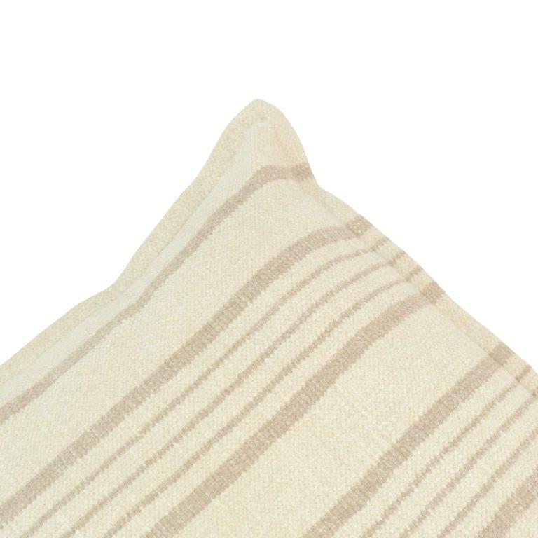 Handmade Cotton Striped Cushion Cover 45x45 cm | Neutral Beige Woven Throw Pillow Cover | Farmhouse & Modern Home Décor