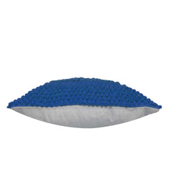 Handwoven Wool Bobble Cushion Cover 45x45 cm | Textured Handmade Decorative Throw Pillow Cover | Navy Blue | Hidden Zipper