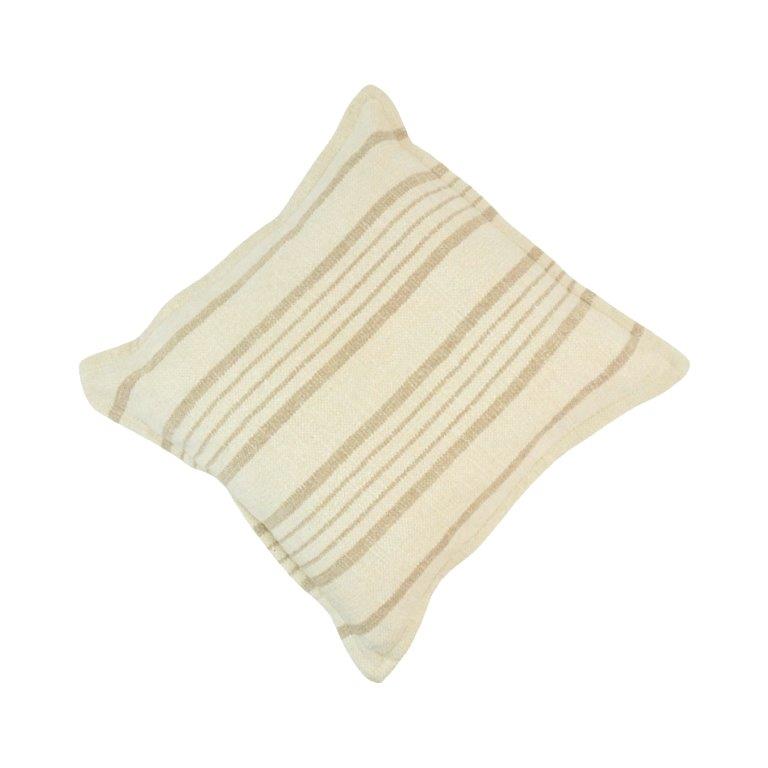 Handmade Cotton Striped Cushion Cover 45x45 cm | Neutral Beige Woven Throw Pillow Cover | Farmhouse & Modern Home Décor