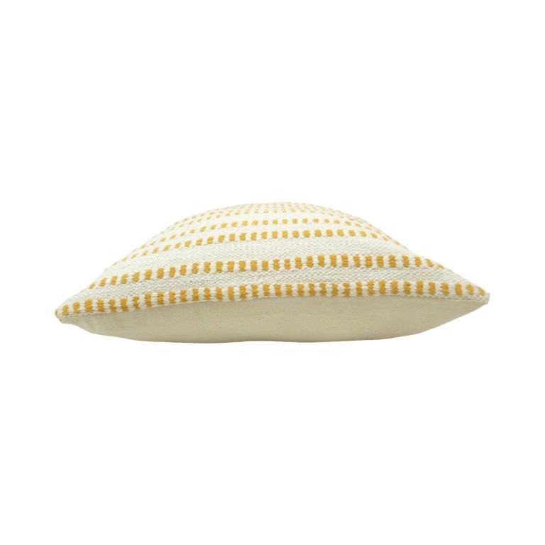 Handwoven Yellow Striped Cotton Cushion Cover | Handmade Textured Throw Pillow Cover | 45x45 cm