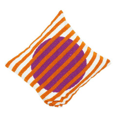Abstract Striped Cotton Embroidered Cushion Cover with Geometric Circle Design – 45x45 cm