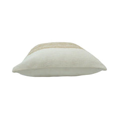Handwoven Textured Cotton Cushion Cover – Beige & Ivory Striped Handmade Pillow Cover 45x45 cm