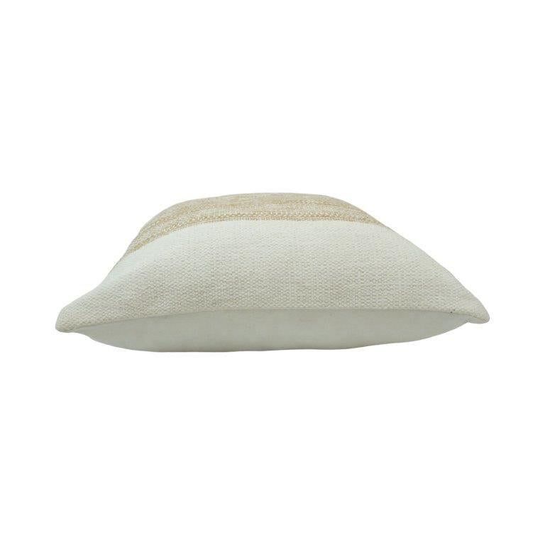 Handwoven Textured Cotton Cushion Cover – Beige & Ivory Striped Handmade Pillow Cover 45x45 cm